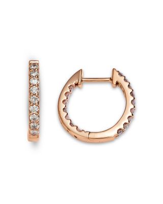 Diamond Inside Out Huggie Hoop Earrings in 14K Rose Gold, 0.50 tcw