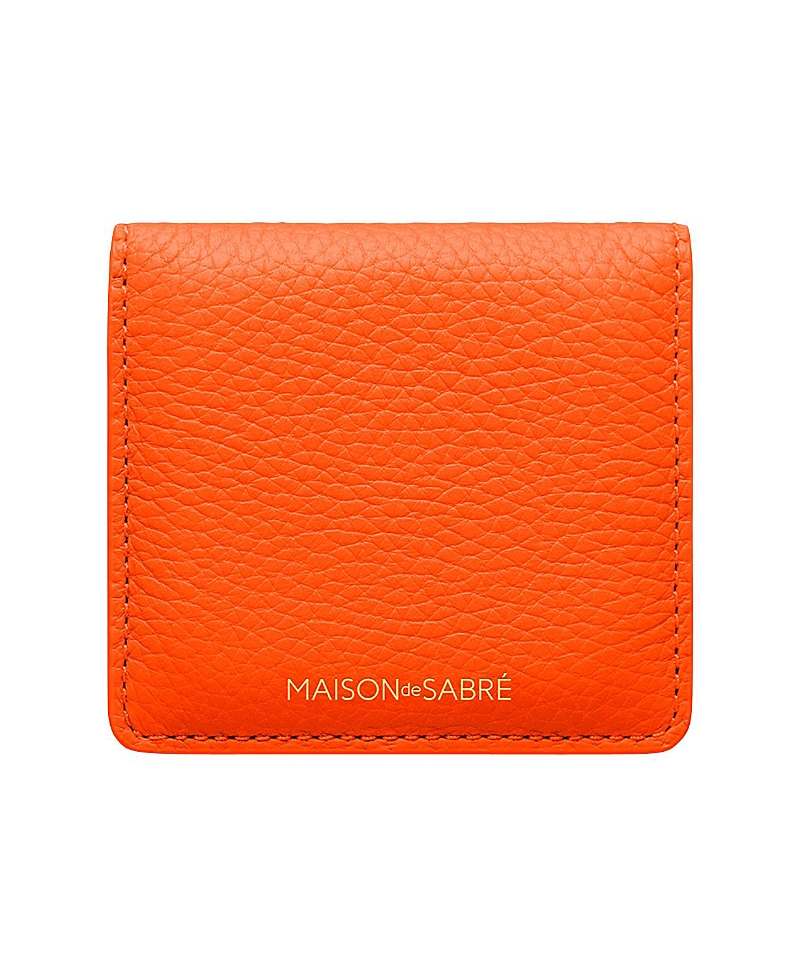 Maison De Sabre Leather Compact Mirror In Manhattan Sandstone