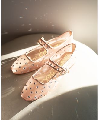 Women's Michaela Square Toe Gem Embellished Mesh Mary Jane Shoes  