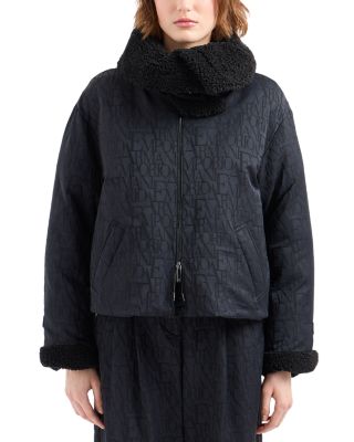 Emporio Armani - Faux Fur Trim Logo Coat