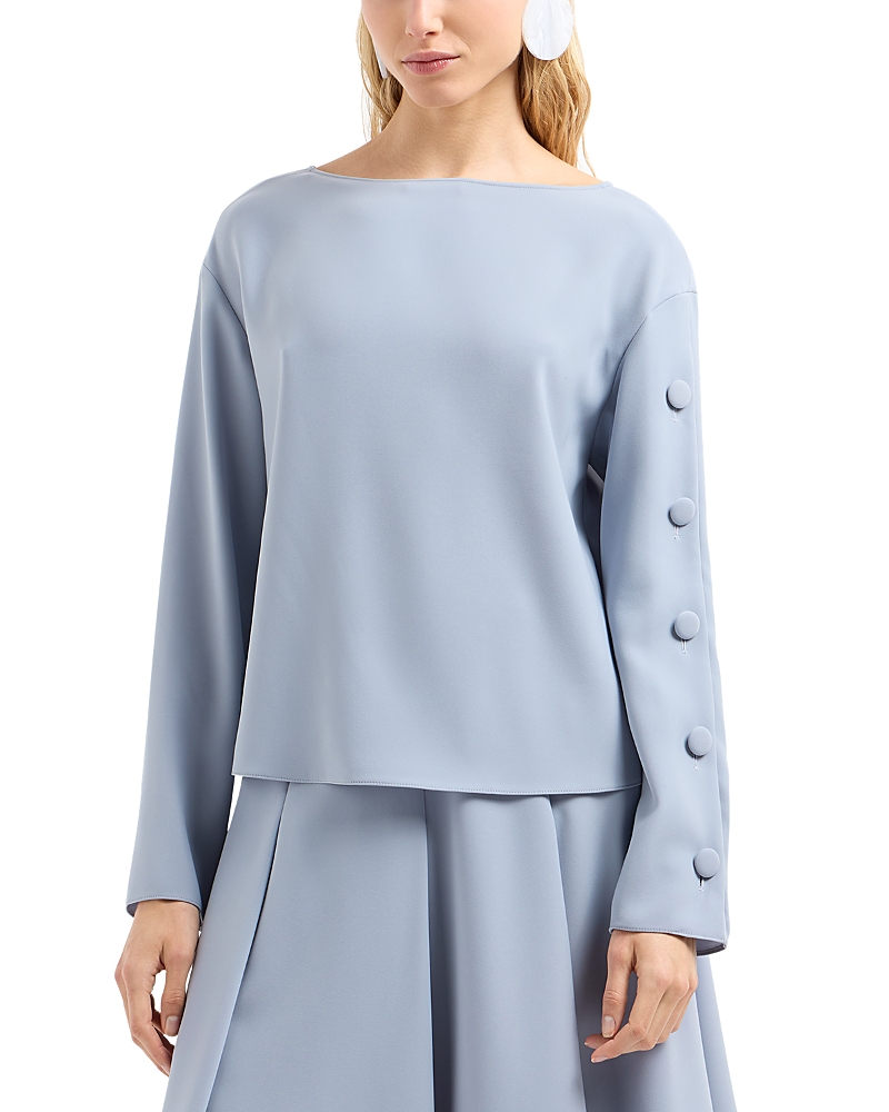 EMPORIO ARMANI TECHNO CADY LONG SLEEVE BLOUSE