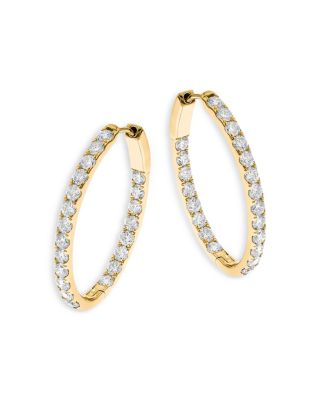 Bloomingdale's Fine Collection - 14K Yellow Gold Diamond Oval Hoop Earrings, 3.1 tcw