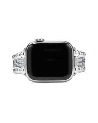 Smart Caviar Sterling Silver Two Row Diamond Apple Watch&reg; Bracelet, 38-45mm