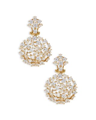 Nadri Rare Jewels Cubic Zirconia Cluster Drop Earrings in 18K Gold Plated