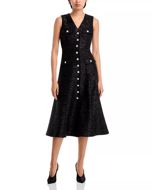 tinsel boucle midi dress