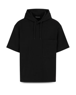 Double Jersey Short Sleeved Hooded Sweatshirt