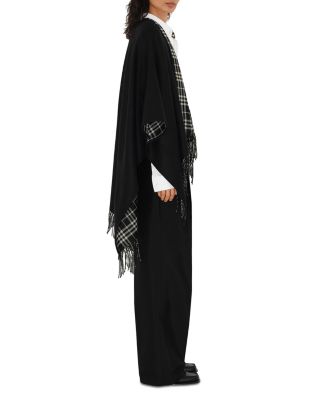 Reversible Check Wool Cape