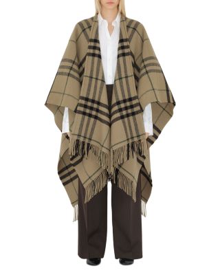 Check Wool Cashmere Cape
