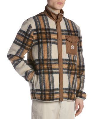 Moncler - Teddy Fleece Plaid Full Zip Cardigan