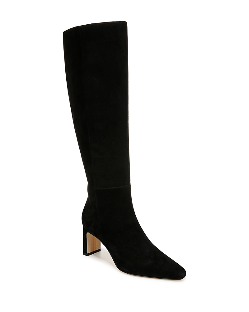 Shop Sam Edelman Women's Sylvia Pointed Toe Mid Heel Tall Boots In Black Wide Calf