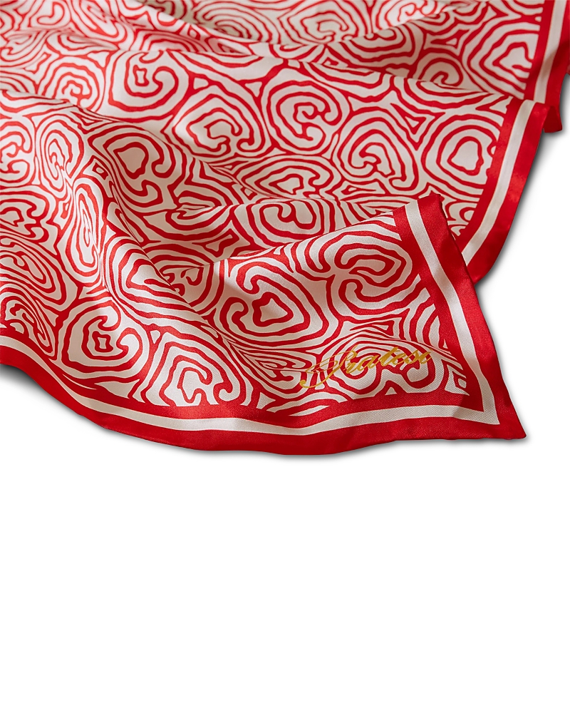 Pratesi Cuore Silk Scarf With Hand Rolled Hem In Red