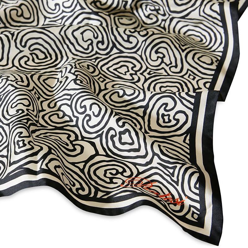 Pratesi Cuore Silk Scarf With Hand Rolled Hem In Black