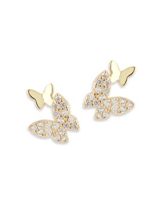 AQUA - Cubic Zirconia Pav&eacute; Butterfly Stud Earrings - Exclusive