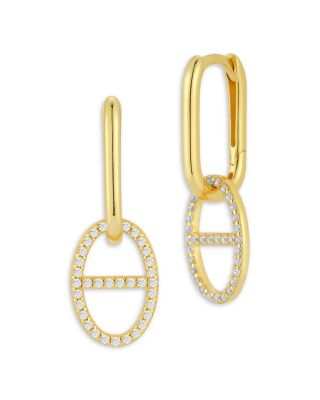 AQUA - Cubic Zirconia Pav&eacute; Mariner Link Drop Earrings  - Exclusive