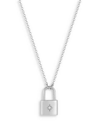 Aqua Pave Star Padlock Pendant Necklace, 16-18 - Exclusive