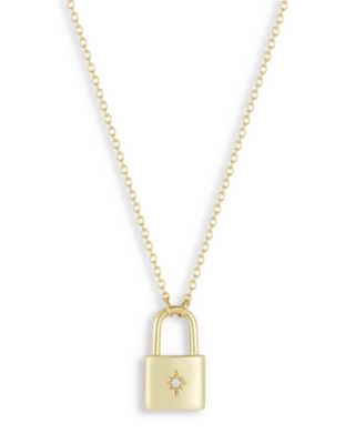 AQUA - Pav&eacute; Star Padlock Pendant Necklace, 16"-18" - Exclusive