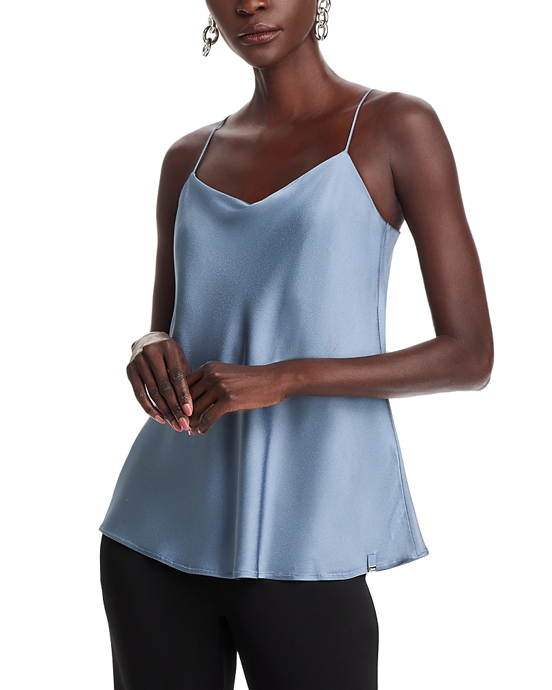 Herno Embossed Tank With Flared Hem In Denim
