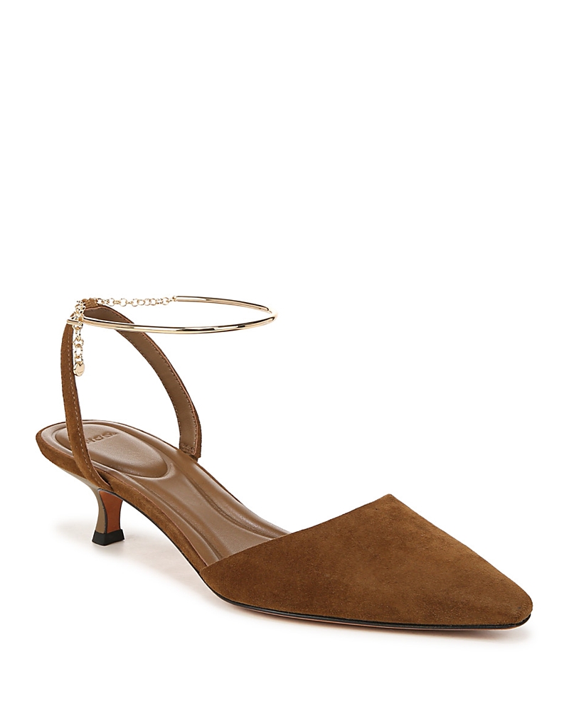 Vince Suede Ankle-chain Slingback Pumps In Elmwood