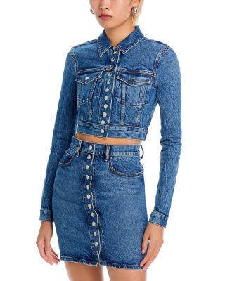 alexanderwang.t - Snap Front Shrunken Denim Trucker Jacket