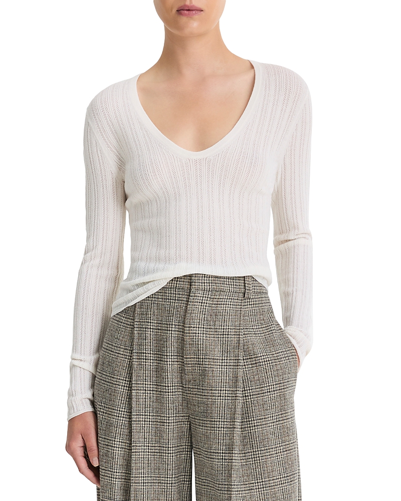 Vince Pointelle Sweater In Off White