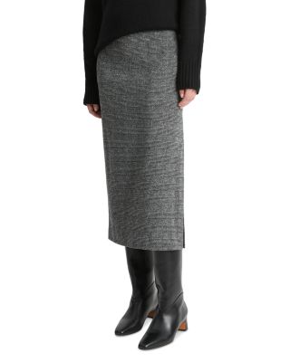 Vince - Glen Plaid Side Slit Midi Skirt