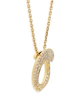 18K Yellow Gold Like Diamond Pav&eacute; Circle Pendant Necklace, 14-16" - Exclusive, Italy Campaign