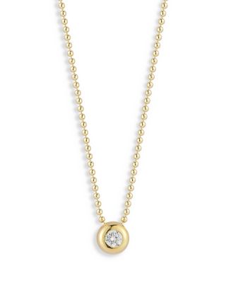 AQUA - Cubic Zirconia Round Pendant Necklace, 16"-18" - Exclusive