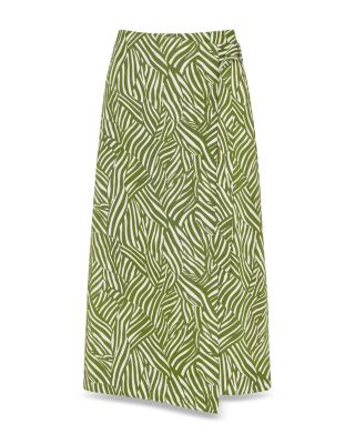 Linear Leaf Wrap Midi Skirt
