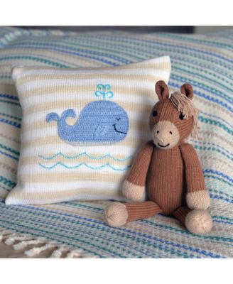 Knit Cotton 10" Whale Pillow