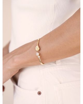 Crystal Swirled Shell Cuff Bracelet in 18K Gold Plated