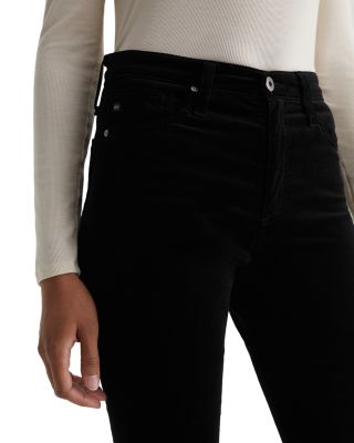 Farrah Bootcut Mid Rise Velvet Jeans in Super Black