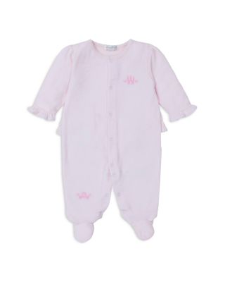 Kissy Kissy Girls' Cotton Blend Velour Ruffle Trimmed Footie - Baby