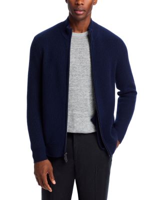 The Men's Store at Bloomingdale's - Wool & Cashmere Ribbed Knit Full Zip Cardigan - Exclusive