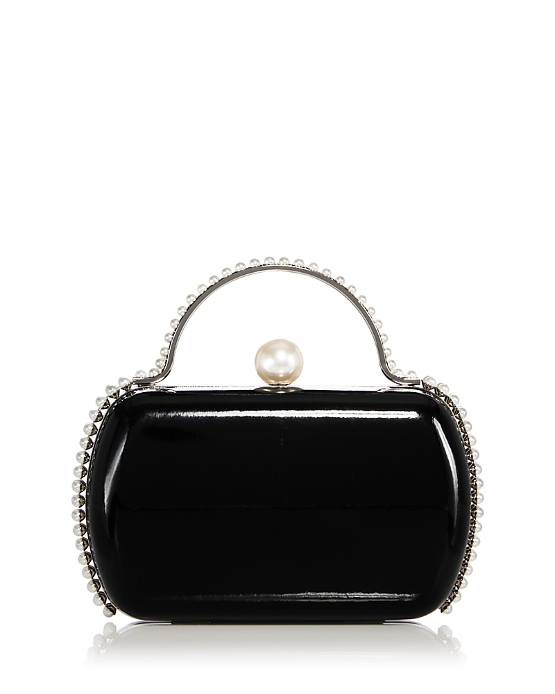 Aqua Imitation Pearl Trim Minaudiere Box Clutch - Exclusive