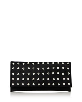 AQUA - Imitation Pearl & Crystal Slim Envelope Clutch