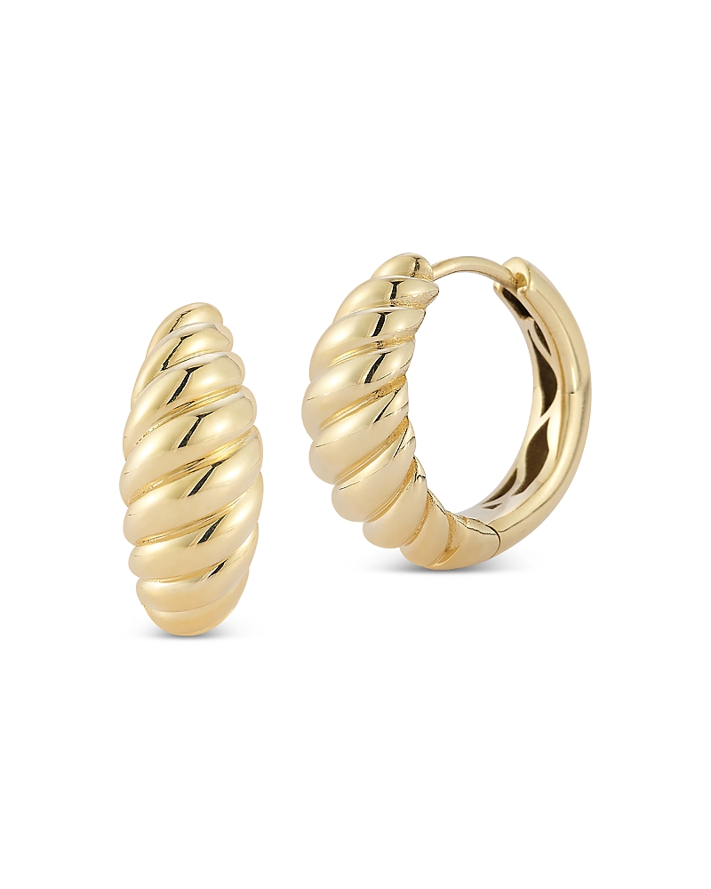 Bloomingdale's Bold Ridge Textured Medium Hoop Earrings In 14k Yellow Gold In Gold
