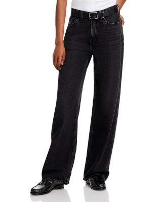 rag & bone - Featherweight Logan High Rise Wide Leg Jeans in Jet Black