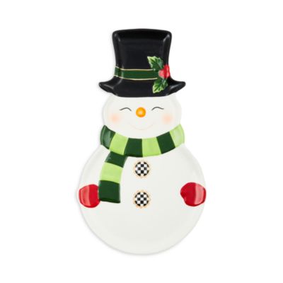 Mackenzie-Childs Cozy Christmas Snowman Cookie Plate