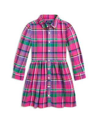 Ralph Lauren - Girls' Cotton Twill Plaid Shirtdress - Little Kid