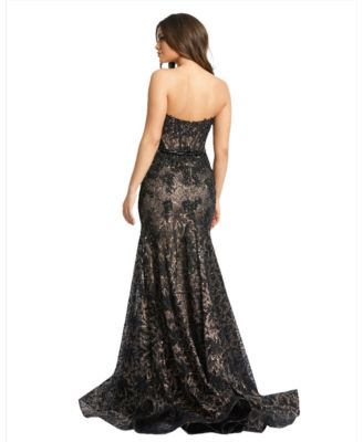 ★Mac Duggal★ Black ストラップレス ビスチェボールドレス Mac Duggal Tulle Strapless Bustier Ruffled Gown | Saks Fifth