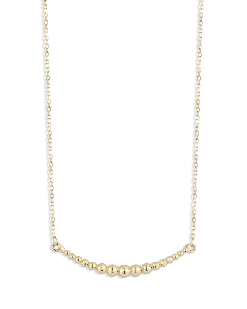 Moon & Meadow 14k Yellow Gold Graduated Bead Curved Bar Necklace, 17-18 In Gold