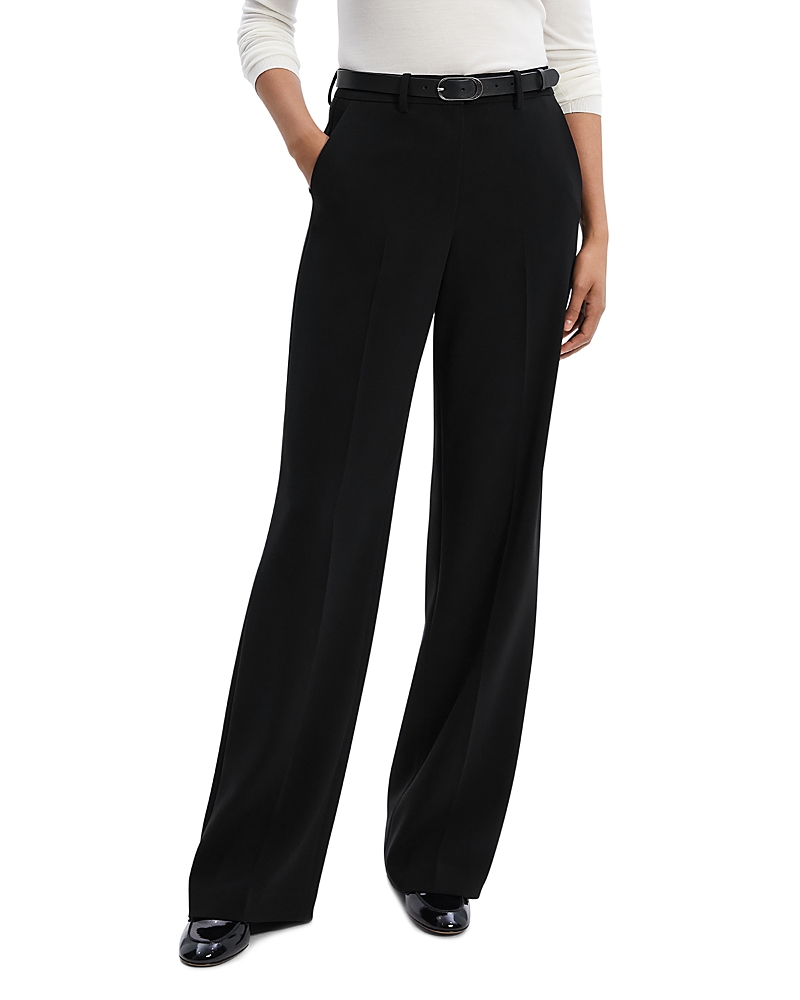 Theory U Terena K. Preci Clean Front Wide Leg Pants In Black