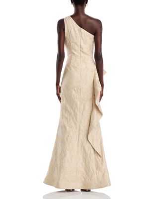 Metallic Jacquard One Shoulder Gown
