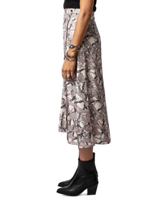 June Twill Chain Print Silk Skirt 