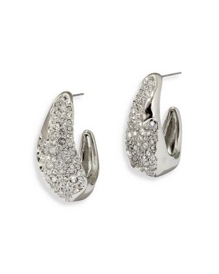 Alexis Bittar Solanales Pave Open Hoop Earrings in Rhodium Plated