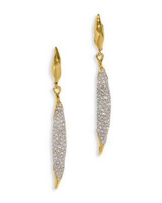 Alexis Bittar - Solanales Pav&eacute; Linear Drop Earrings in Rhodium Plated & 14K Gold Plated