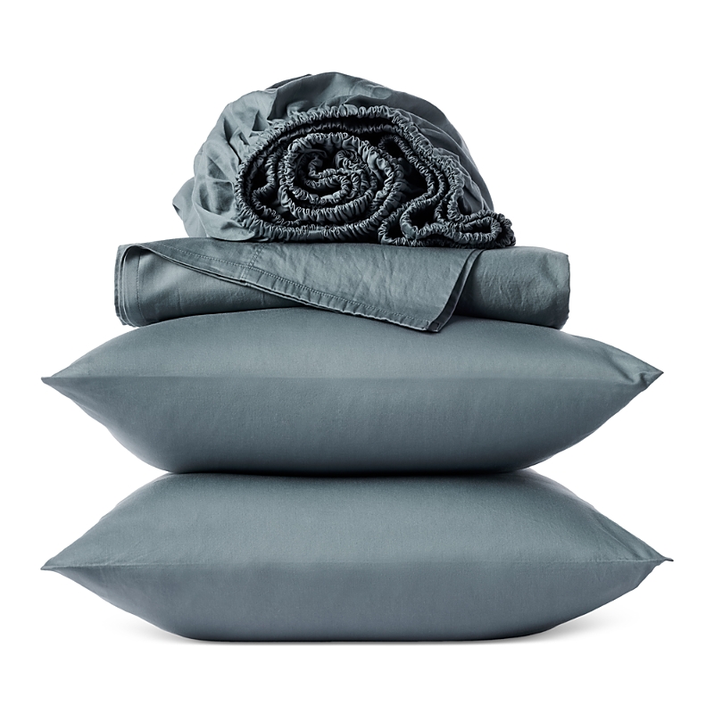 Coyuchi Cloud Soft 3 Piece Sateen Sheet Set, Twin In Gulf