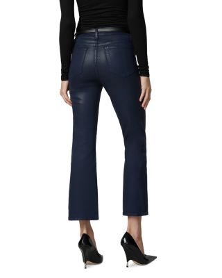 The Callie Coated High Rise Cropped Bootcut Jeans in Navy