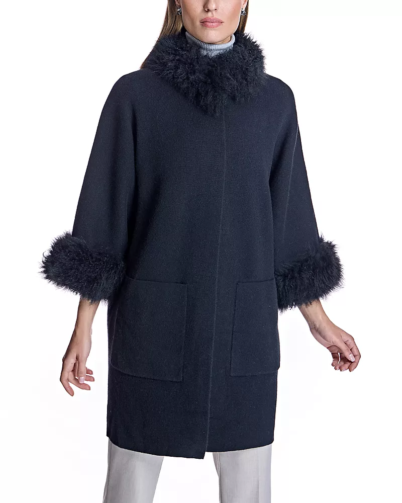 Maximilian Cashmere Kimono with Cashmere Goat Trim