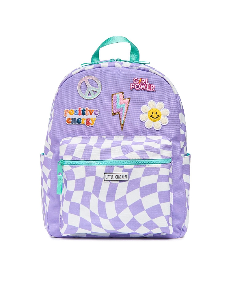 Little Chicken Patched Checkered Backpack In Lavender Checkered